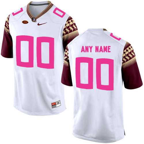 Men%27s Florida State Seminoles White Customized 2018 Breast Cancer Awareness College